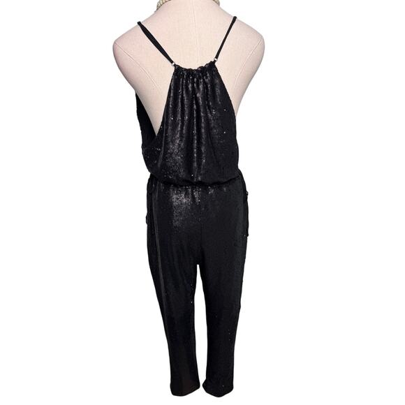 Free People black sequin jumpsuit size small S adjustable - Picture 6 of 9